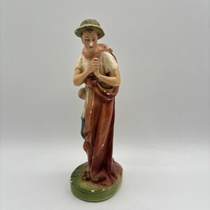 Vintage Chalkware SHEPHERD Christmas Nativity 9" - 9.5" Chipped